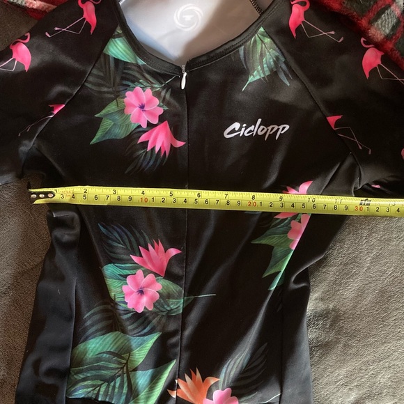 Flamingo Print Long Sleeve Cycling Triathlon Skinsuit - Picture 12 of 13